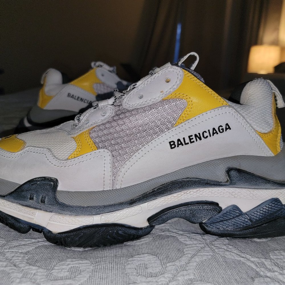 Balenciaga Triple S Men's Sneakers - Black/Yellow/Silver/Red - Size EU 42 / US 9